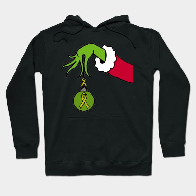 The Mean Green One Holding a Awareness Ribbon Christmas ball (Yellow) Hoodie by CaitlynConnor